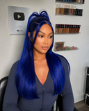 Blue Straight lace frontal wig
