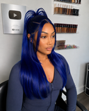 Blue Straight lace frontal wig